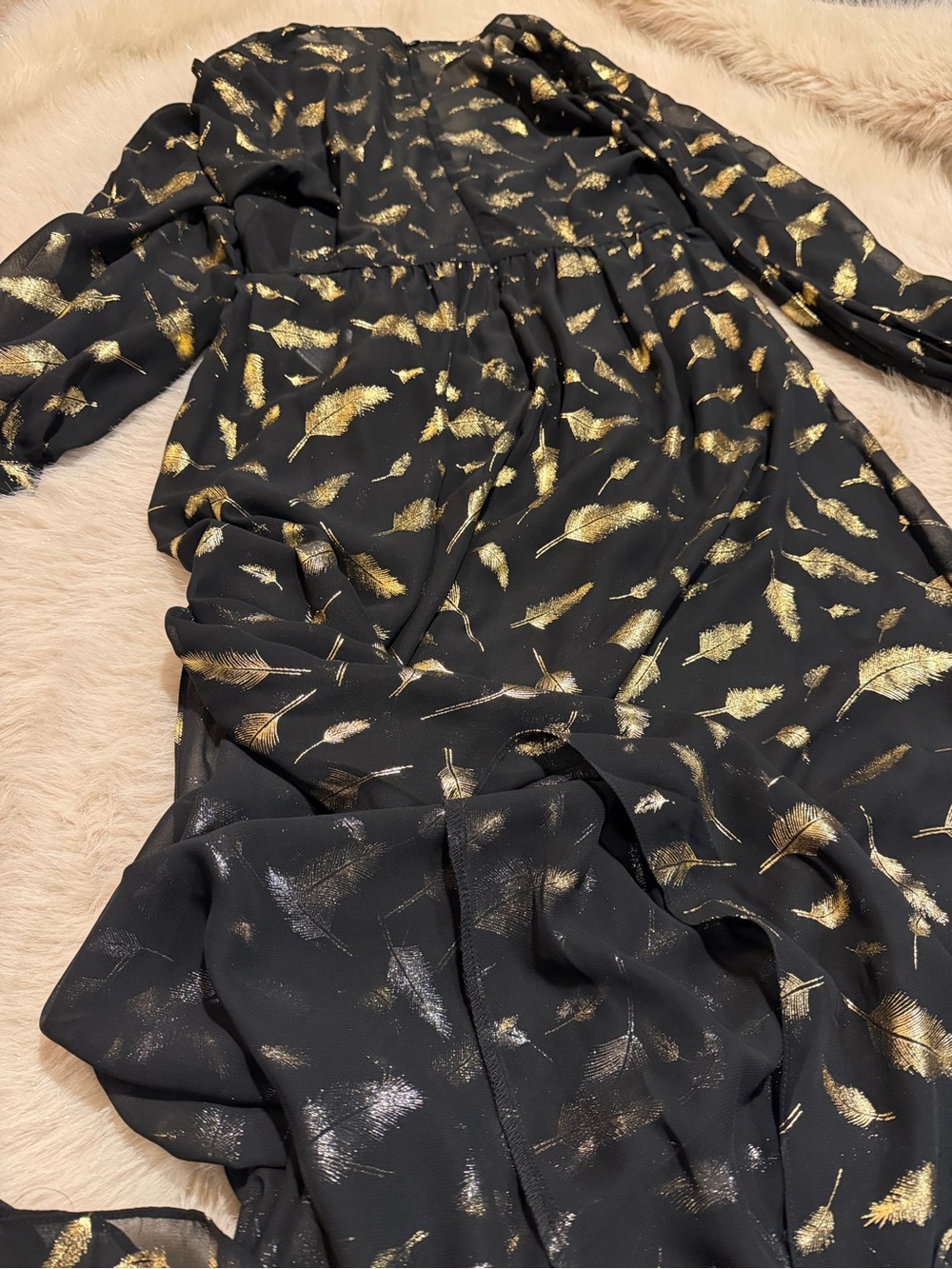 L'ATISTE Black Dress with Gold Foil Detail